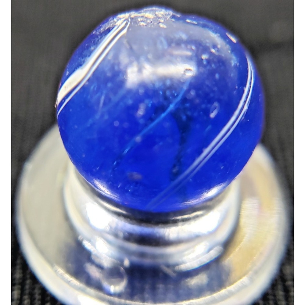 German Handmade Blue Glass Solid Core Swirl marble RARE 1800's 1/2'' #219